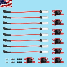 8x Square Ignition Coil & Spark Plug Wire For Chevy Silverado Tahoe GMC Sierra