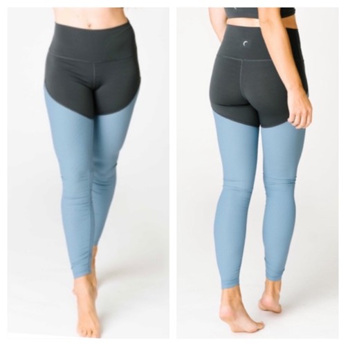 High Waist Ribbed Blue Leggings | eBay