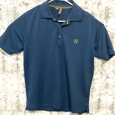 Notre Dame Polo Shirt Mens Medium Fighting Irish C-Buk Embroidered Blue Casual