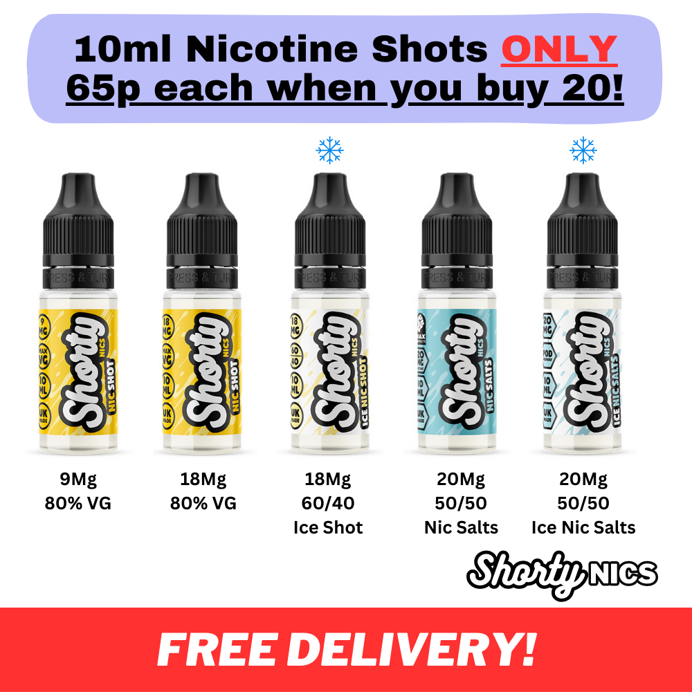 Nicotine Shots Nic Shots 10ml for E Liquid 9, 18mg or 20mg Salts by
