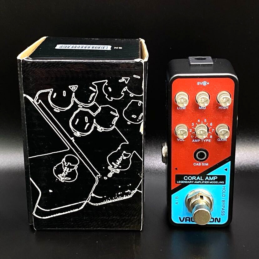 Valeton Coral Amp Amplifier Modeling Mini Preamp Guitar Effects Pedal with Box