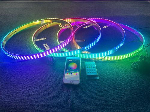 US 17.5" Wheel Rim Lights for Truck CHASING Quad Row LEDs Brightest APP + Remote - Picture 20 of 23