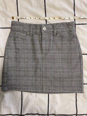 American Eagle Outfitters Women 00 Skirt Gray Plaid Short Mini Hi