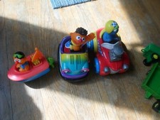 Sesame Street Bump n go Car w Ernie Push N Go car w cookie monster,wind up boat