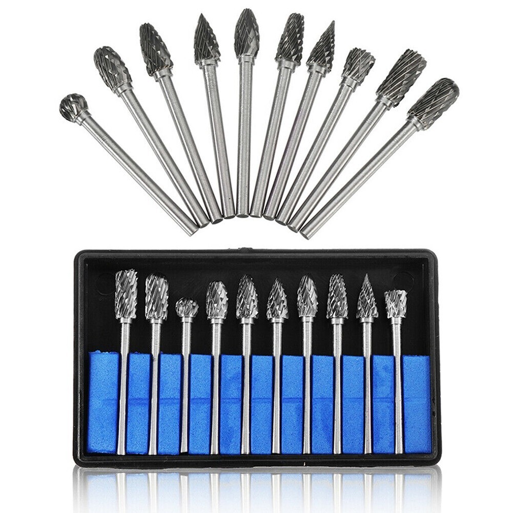 High Quality For Aluminum Die Grinder Bit Pack 10Pcs 1/8 Shank Carbide Burr Set eBay