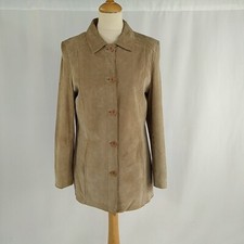 Joie De Vivre Leather Suede Jacket Camel Light Brown Beige Blazer Coat Size 10