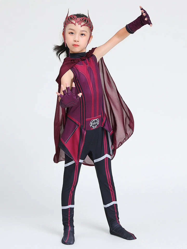Disfraz Cosplay Fiesta Niños Bruja Escarlata Niñas Mono Halloween Conjunto Regalo Foto 3 de 4