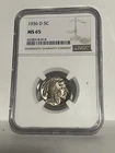 1936 D Buffalo Nickel 5c NGC MS 65