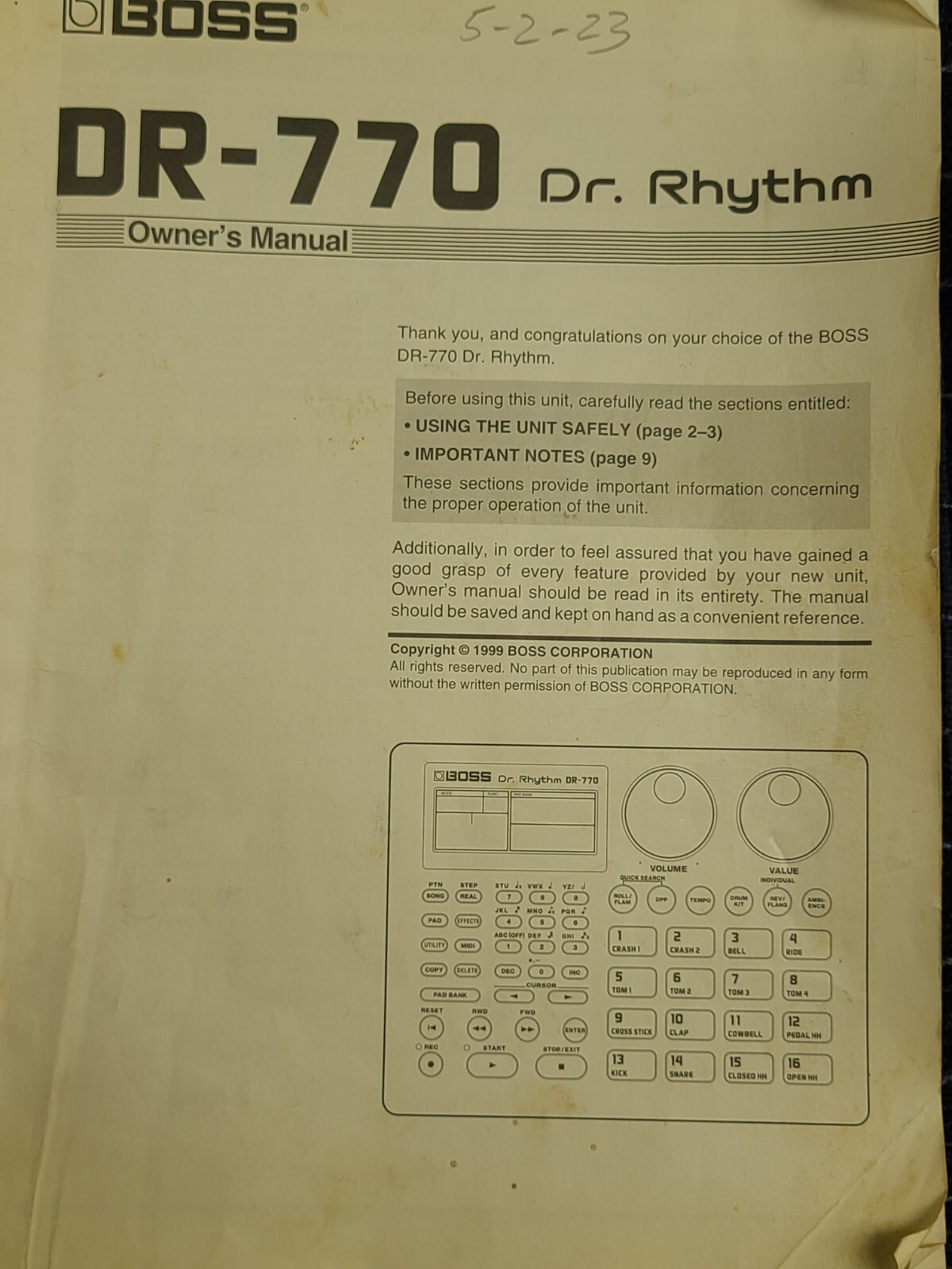 Boss DR770 Dr. Rhythm Drum Machine 761294047897 eBay