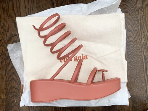 $498 Cult Gaia Alba Jasper Leather Gladiator Platform Wedge Sandals Pumps 36 NEW