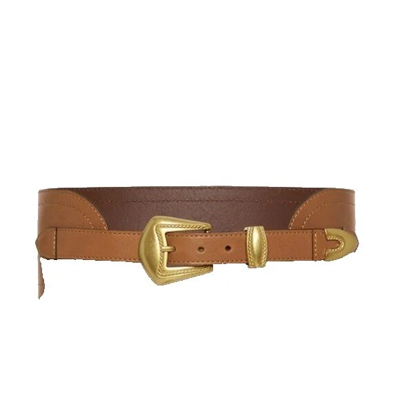 Cinturones de corsé de cuero marrón para mujer