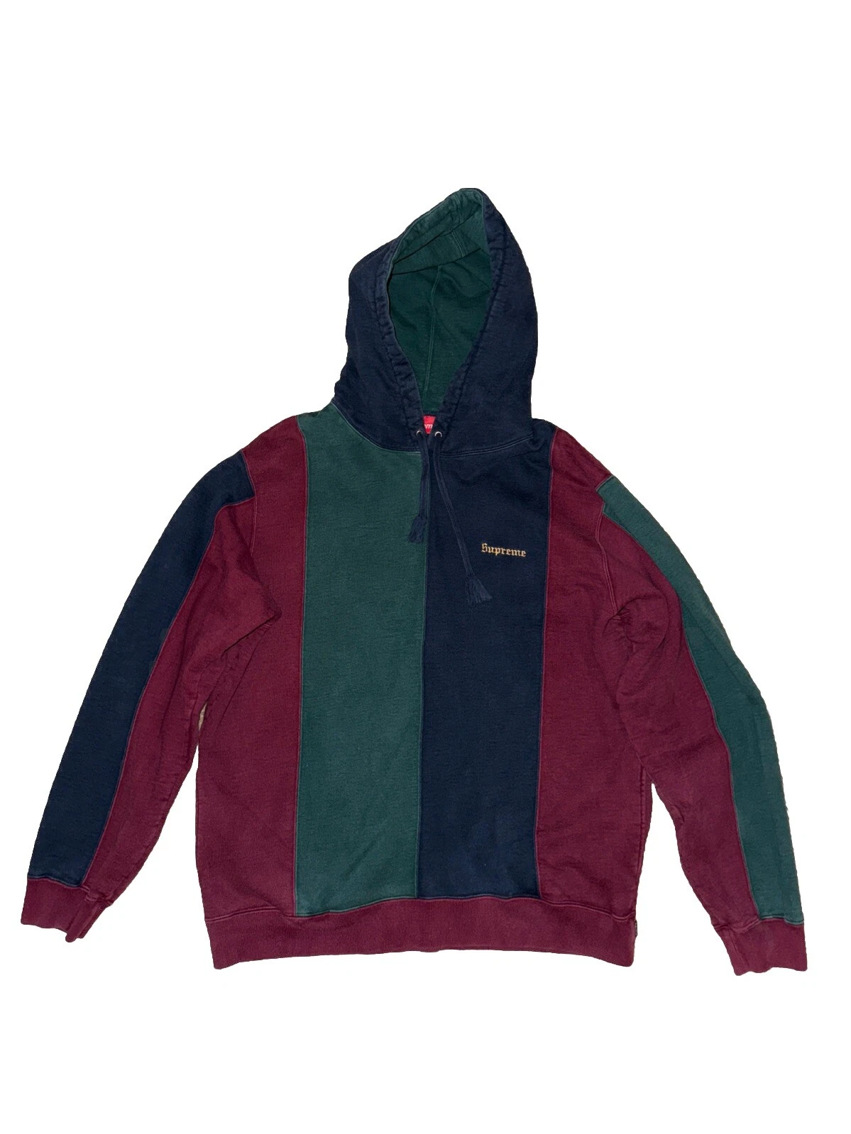 Grand sweat à capuche tricolore Supreme   bordeaux, marine et vert