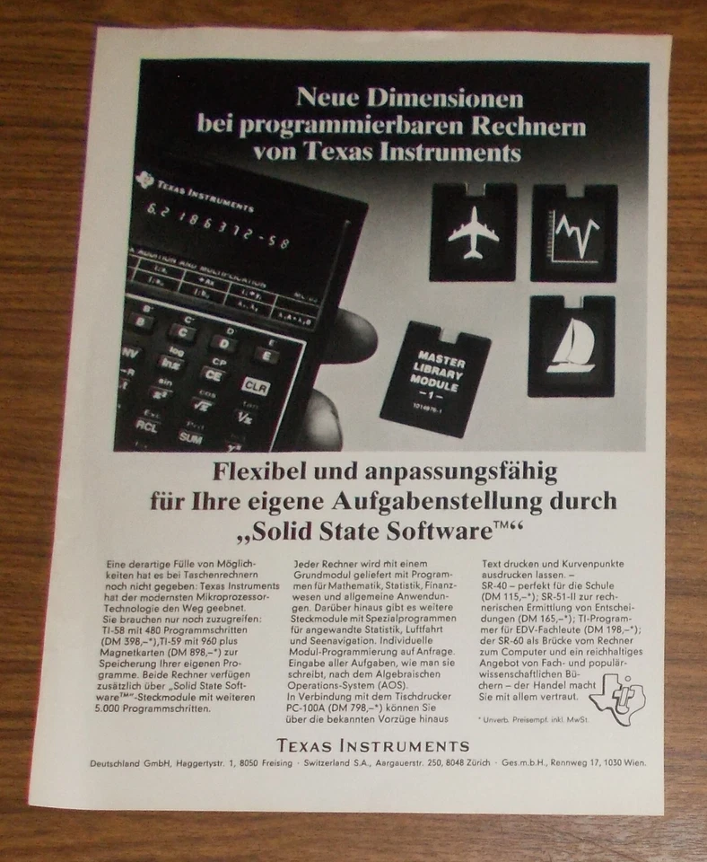 Seltene Werbung TEXAS INSTRUMENTS TI-58 Taschenrechner #2 1977 - Bild 1 von 1