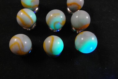 その他 MARBLES Vintage Swirl Pale Blue w Yellow Orange Highlights UV Lot of