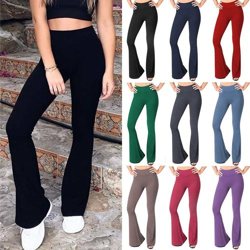 Women's Cotton Solid Yoga Pants Flared 