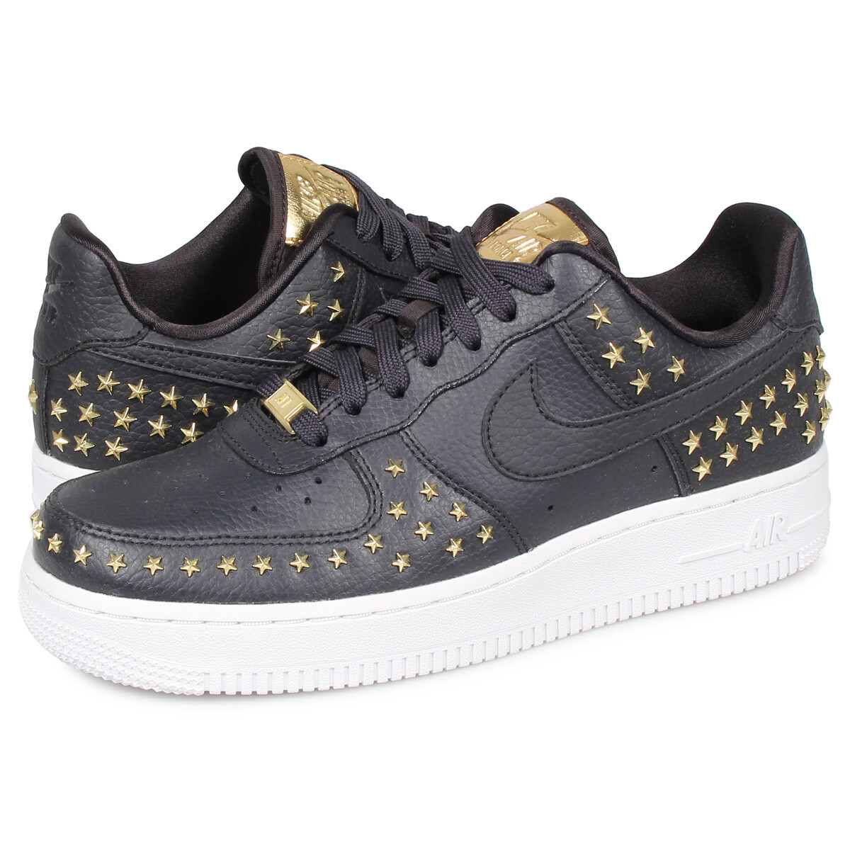 Nike Force 1 07 XX GOLD Studded Stars Black White AR0639 001 Women Shoes | eBay