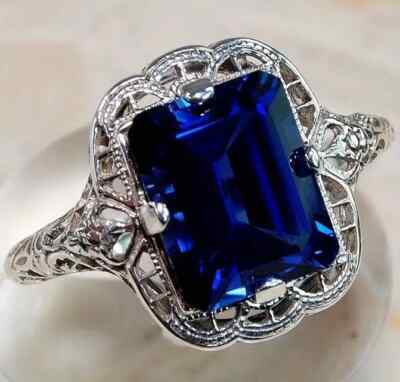 Beautiful Blue Rock Crystal Engagement Ring Size 7