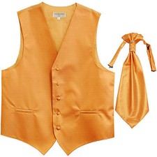 New men's tuxedo vest waistcoat ascot horizontal stripes prom gold wedding