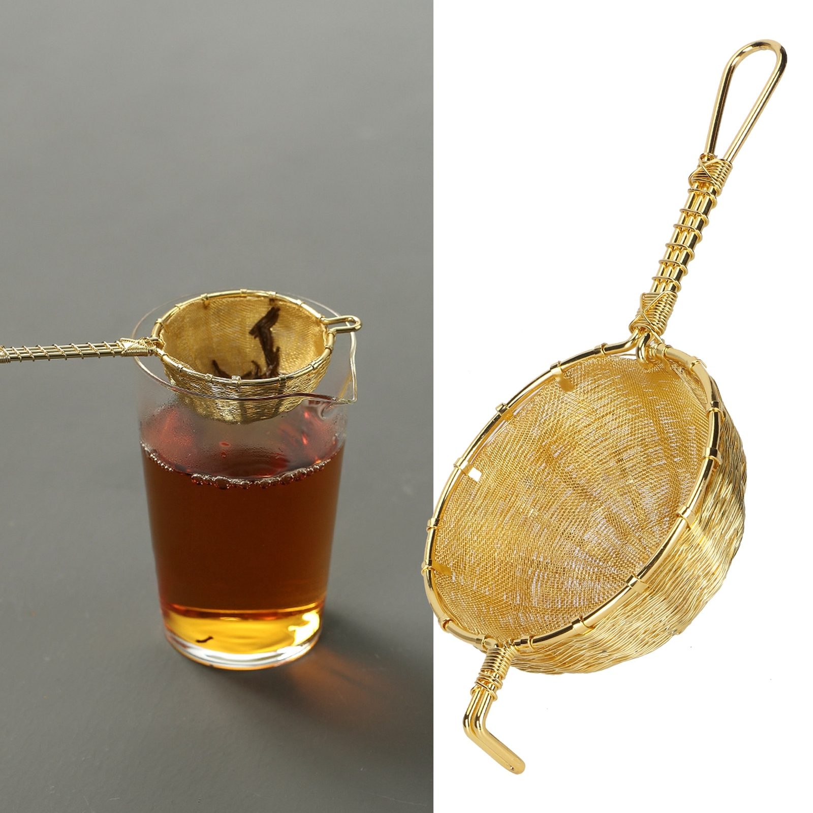 Tea Infuser Strainer Hand Made Copper Reusable Teapot Filter W/Long