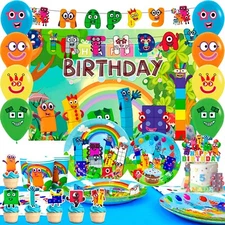 Number Blocks Birthday Party Decorations,Number Blocks Party Supplies Plates Cup