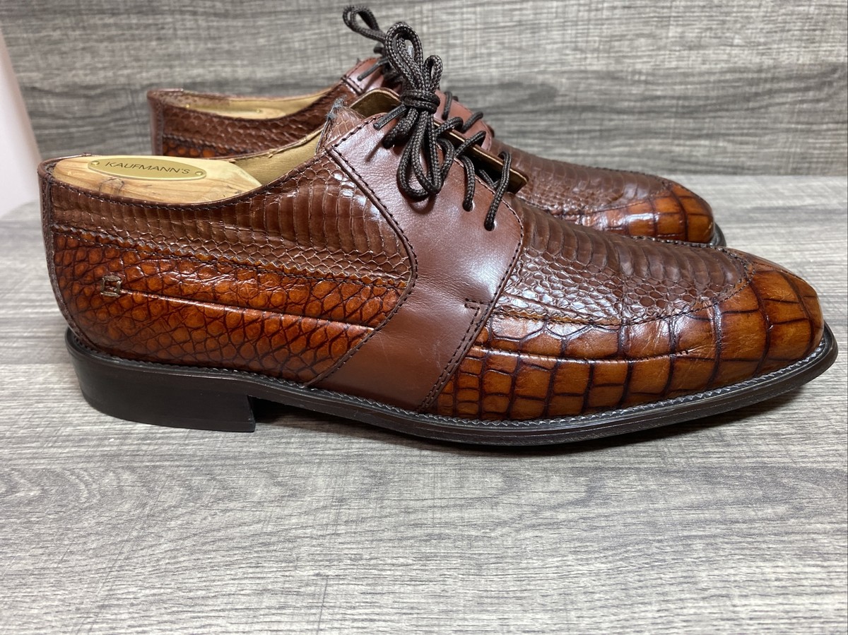 Stacy Adams Brown Leather Snake Skin Lace Up Oxford Dress  display picture 1