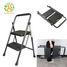 2 Step Ladder Retractable Handgrip Folding Step Stool with Anti-Slip