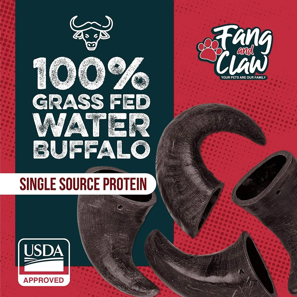 Fang and Claw, Water Buffalo Horn Dog Chew 4 Pack All Natural Long Lasting  - Image 3 of 4