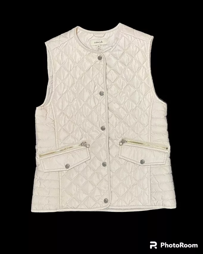 Zara Kids Girls Youth Size 11 12 156cm Beige Outdoor Quilted Vest