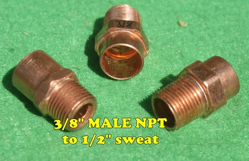 NEW COPPER ADAPTER 1/2" PIPE SWEAT TO 3/8" MALE NPT mqt