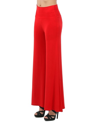 Women Palazzo Ladies Plain Leggings Flared Wide Leg Pants Baggy Trousers 8-22 - Picture 29 of 99