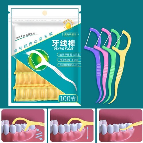 100Pcs Toothpicks Dental Floss Flosser Picks Stick Oral Care Tooth Cleaner - Bild 1 von 14