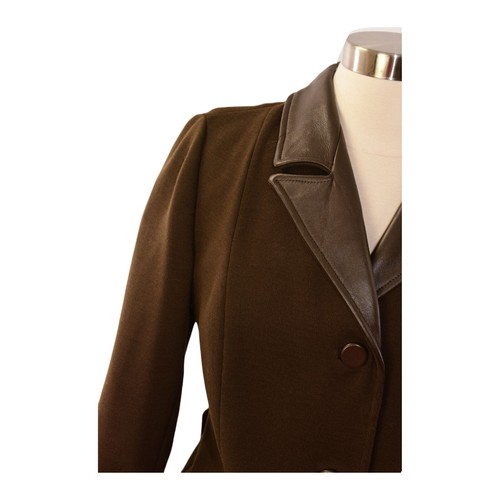 Butte Knit Chocolate Brown Wool & Leather Trim Jacket 70s Vintage Womens M/L - Picture 3 of 6