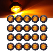 20X Pickup Round Side Marker lights 3/4"LED Bullet Light Truck Trailer Amber