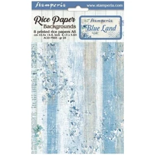 Stamperia A6 RICE PAPER BACKGROUNDS - BLUE LAND - 8 SHEETS - 10.5 x 14.8cm