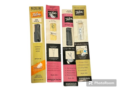 Vintage Talon Metal Skirt Neckline Zippers 1950s 1960s New Sealed Lot of 4