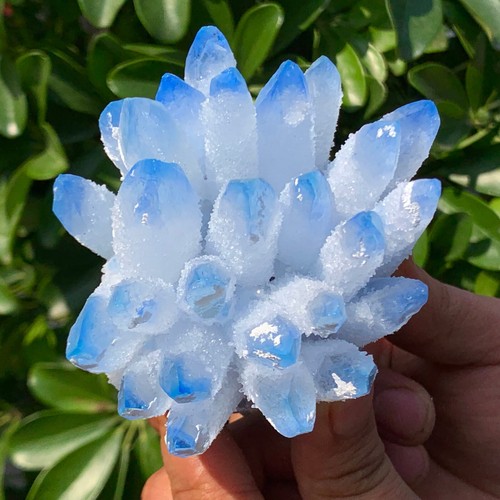 451G New Find sky blue Phantom Quartz Crystal Cluster Mineral Specimen Healing - 第 3/13 張圖片