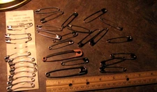 Nickel Steel  2"-3" Large Heavy Duty Safety Pins Some Curved On Card