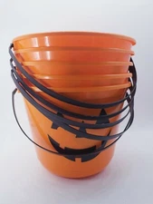 Plastic Pumpkin Treat Bucket Amscan Lot of 5 Buckets Halloween Party Favors