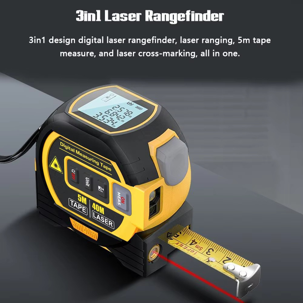 Laser Tape Measure 3 In 1 Digital Tape Measure High Precision Rangefinder