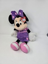DISNEY Minnie Mouse 22inch Pink  Purple Polkadot Bow Plush Stuffed Animal Toy