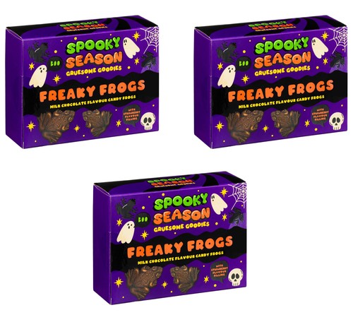 3 x 52g Spooky Halloween Milk Chocolate With Strawberry Fillings - Freaky Frogs - Picture 7 of 7