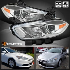 Fits 2013-2016 Dodge Dart Clear Halogen Projector Headlights Lamps Left+Right