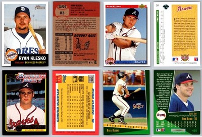Ryan Klesko 4 Card Lot - RC Atlanta Braves / San Diego Padres