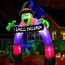 Halloween Outdoor Decorations Scary Witch Holds Banner Archway Multicolor