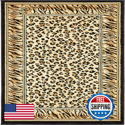 Unique Loom Wildlife Collection Animal Inspired Cheetah Bordered Design Area
