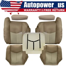 Driver & Passenger Bottom & Top Seat Cover & Foam Cushion Fits 2003-06 GMC Yukon
