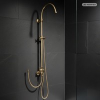 PaulGurkes Aufputz Dusche Set Gold Duschsystem Regendusche