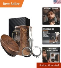 Luxury Men's Beard Grooming Kit - Travel Size with Boar Bristle Brush Scissors