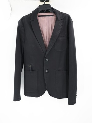 Diesel Sport Coat Mens Large Cotton black zip patch pockets casual blazer jacket