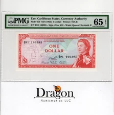 East Caribbean States 1 Dollar ND (1965) P-13f QEII Gem UNC 65 EPQ PMG
